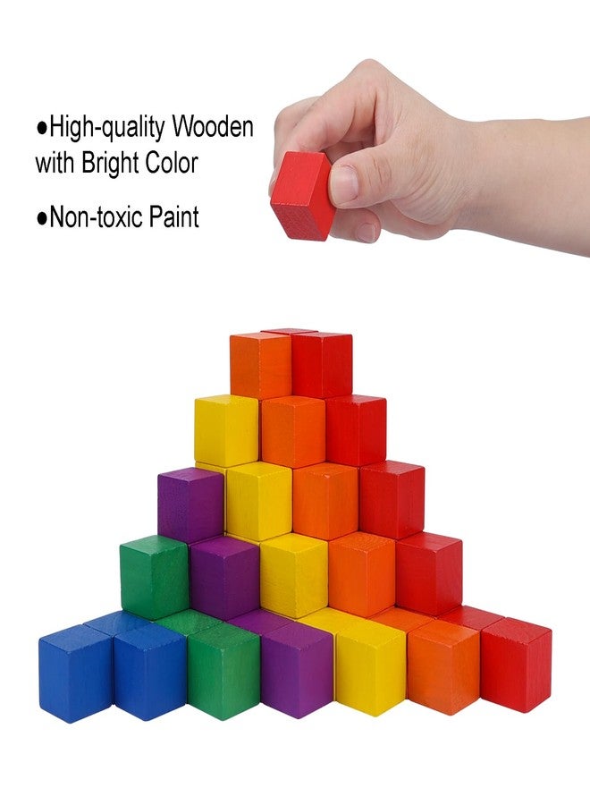 Offelec 108 Pack 1 Inch Wooden Blocks, 6 Colors STEM Math Sorting Toys, Wood Building & Stacking Blocks for Toddlers, Classroom Learning Wooden Cube Blocks, Creative Play & DIY Craft for Kids Ages 3+ - Image 4